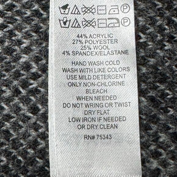 Adrienne Vittadini Wool Blend Longline Cardigan Sweater Gray Black Size Large - Picture 6 of 6